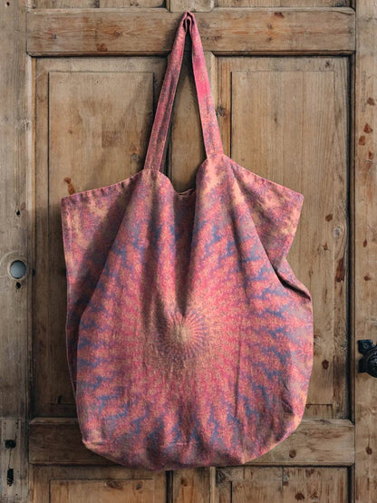 Vintage Kaleidoscope Tie-dye Print Linen Tote Bag