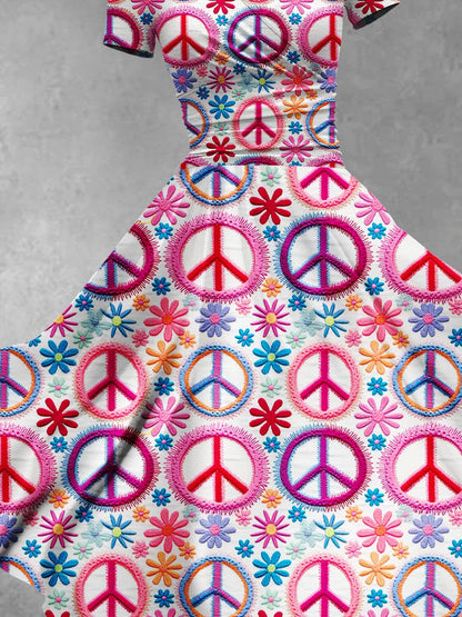 Women's Peace And Love Art Print Maxi Dress