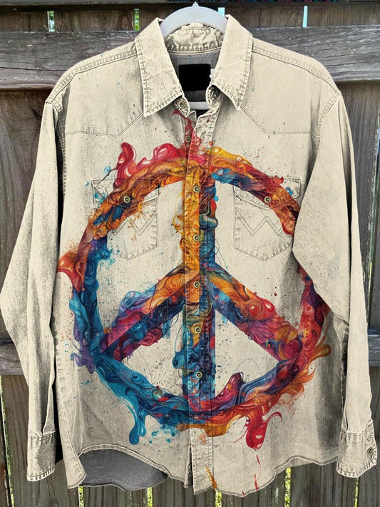 Vintage Hippie Print Casual Shirt