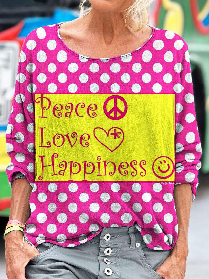 Peace And Love And Happiness Print Long Sleeve