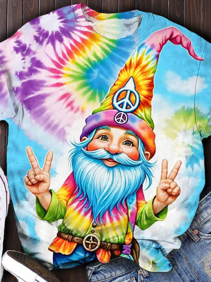 Tie-Dye Hippie Gnome Print Classic T-shirt