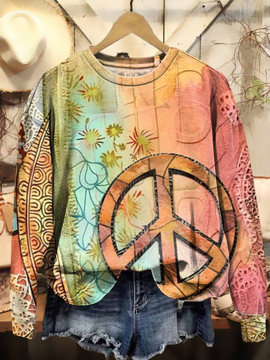 Women's Vintage Hippie Boho Pattern Print Casual Sweatshirt