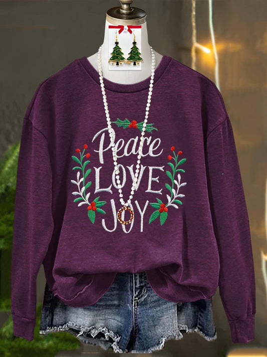 Peace And Love Joy Merry Christmas Art Print Casual Sweatshirt