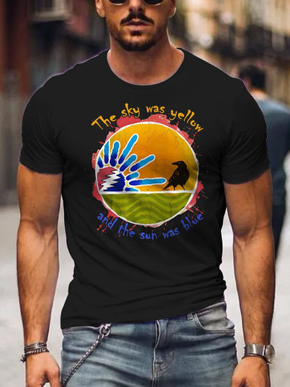 The Sky Was Yellow and The Sun Was Blue Hippie Art Print T-shirt