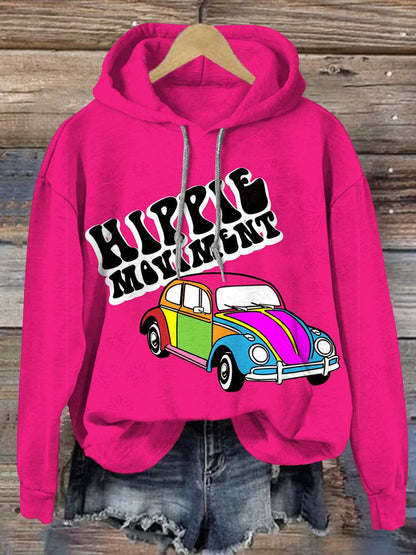 Hippie Moviment Print Casual Hoodie Sweatshirt