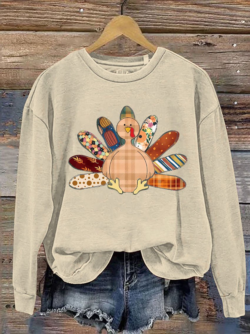 Patchwork Turkey Fall Casual  Sweatshirt