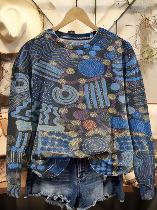 Retro Pattern Print Casual Sweatshirt