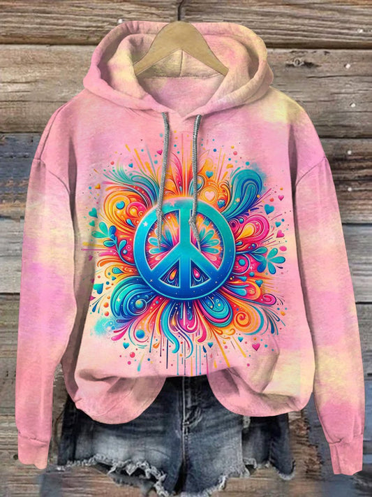 Watercolor Hippie Art Print Casual Hoodie Sweatshirt