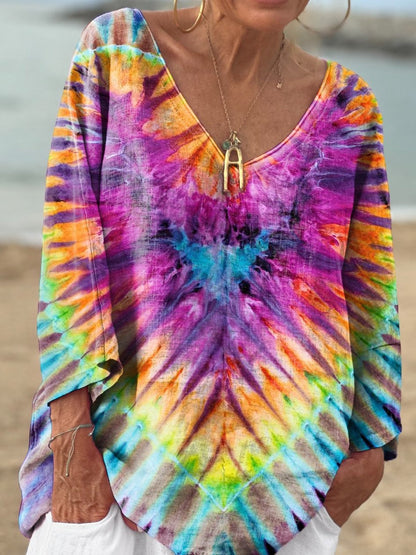 Women's Colorful Hippie Print T-shirt