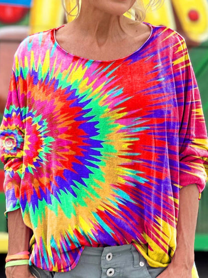 Vintage Tie Dye Hippie Art Print Long Sleeve