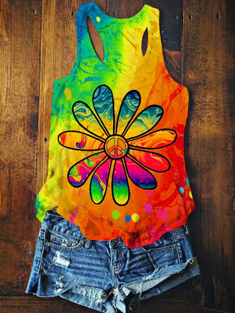 Women's Daisy Peace Colored Print Tank Top