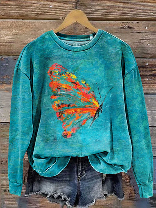 Vintage Art Butterfly Casual Sweatshirt