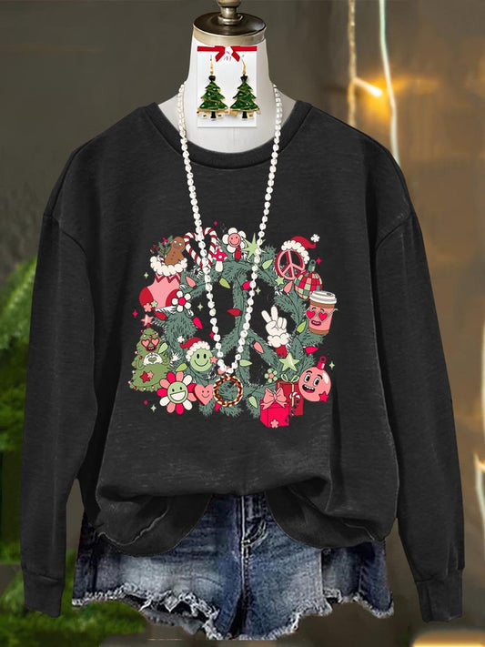 Peace And Love Merry Christmas Art Print Casual Sweatshirt