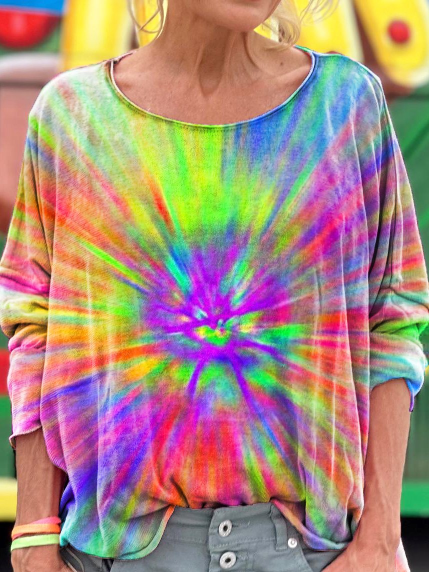 Colorful Tie Dye Psychedelic Print Long Sleeve