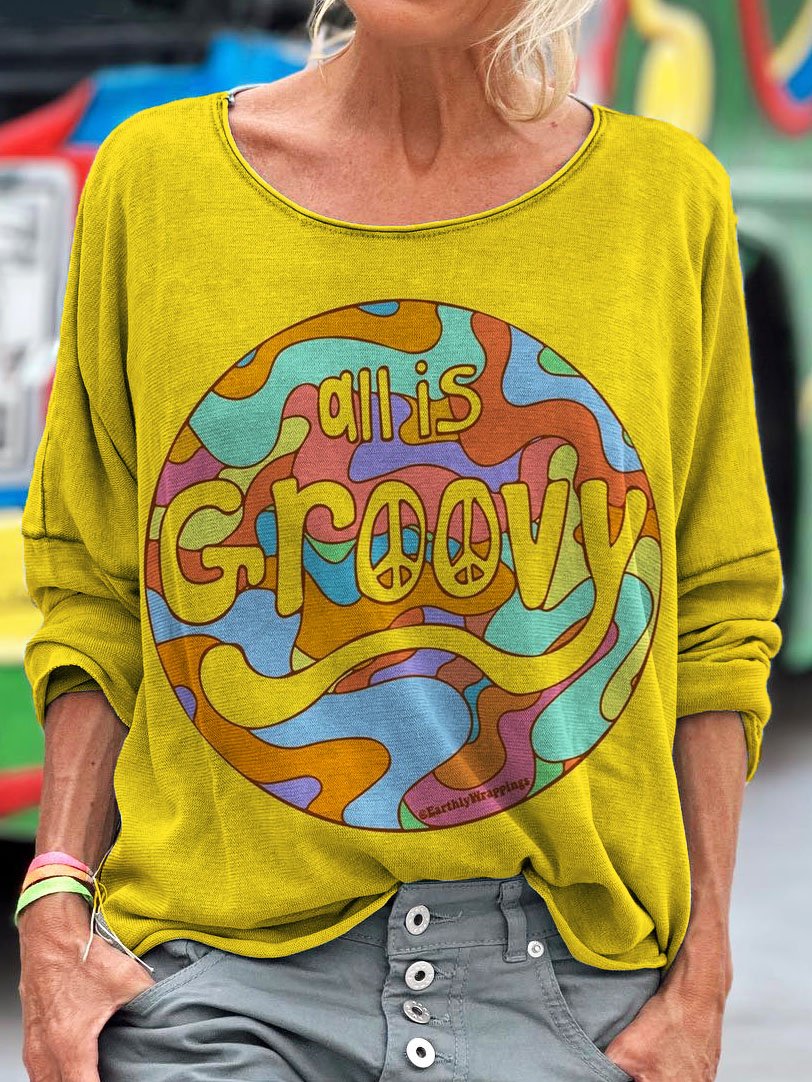 All Is Groovy Hippie Print Long Sleeve