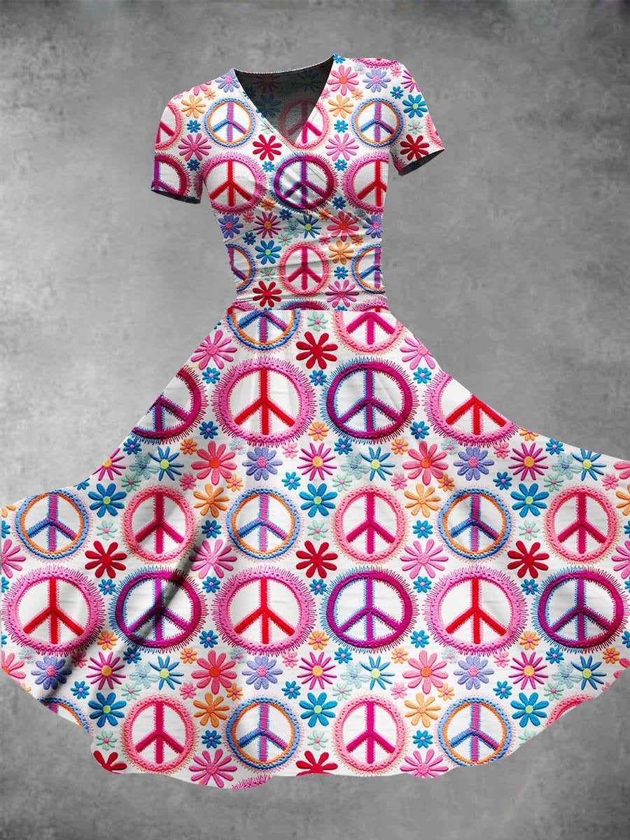 Women's Peace And Love Art Print Maxi Dress