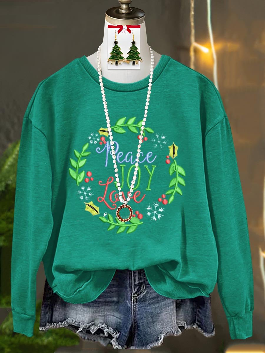 Peace And Love Joy Merry Christmas Art Print Casual Sweatshirt