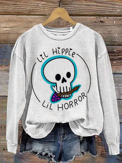 Lil Hippie Lil Horror Print Casual Sweatshirt