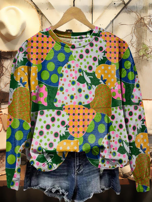 Flower Patchwork Print Casual Sweatshirt