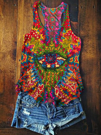 Women's Hippie Eyes Print Tank Top