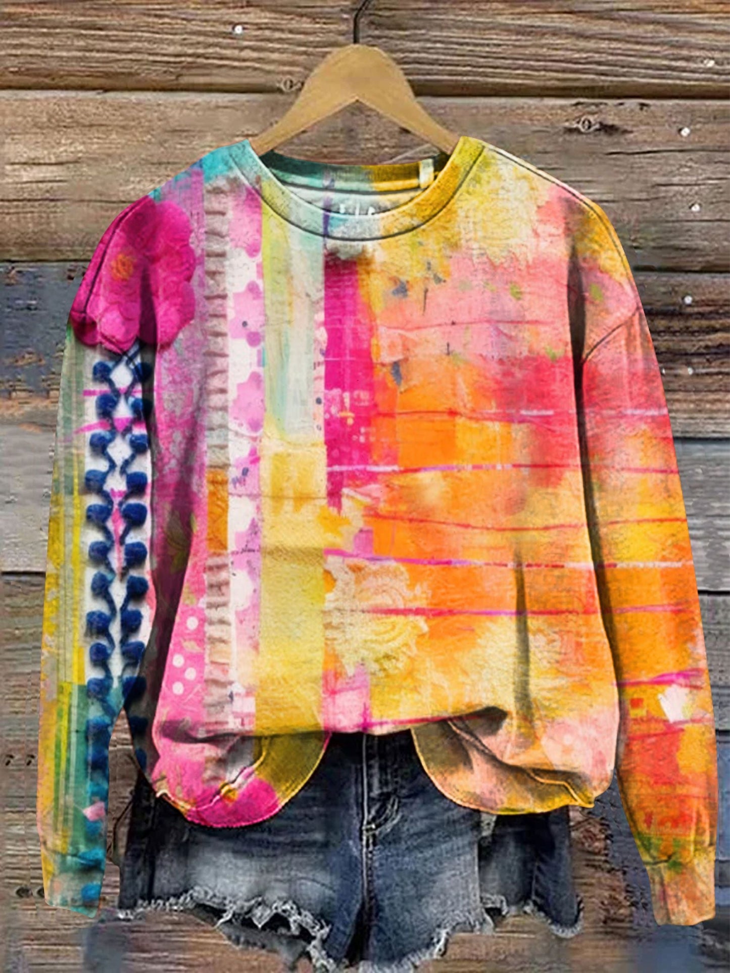 Women's Tie-Dye Art Print Casual Sweatshirt