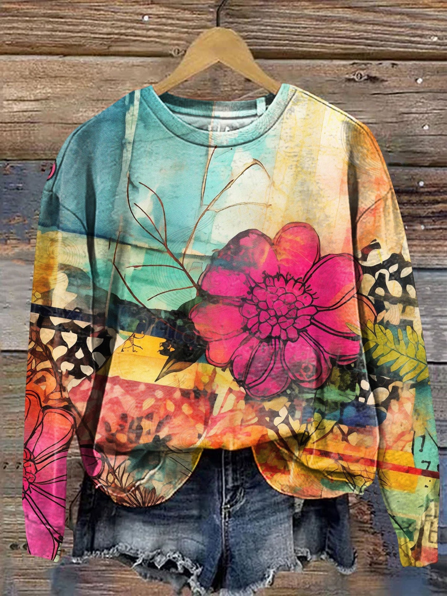 Women's Floral Art Print Casual Sweatshirt