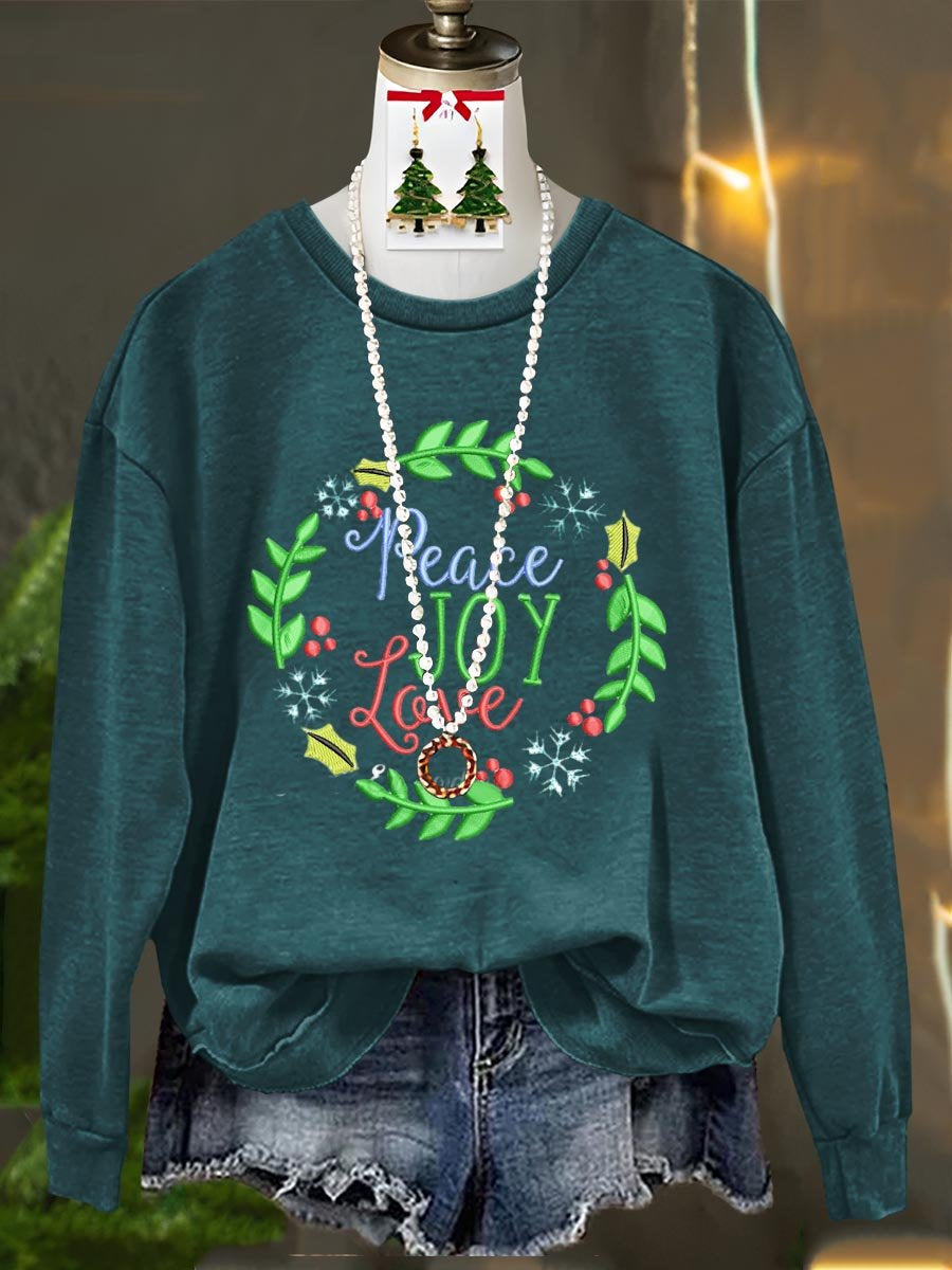 Peace And Love Joy Merry Christmas Art Print Casual Sweatshirt