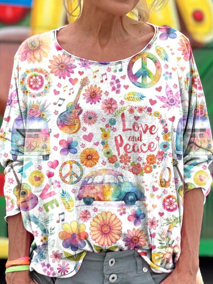 Women's Peace Love Print T-shirt