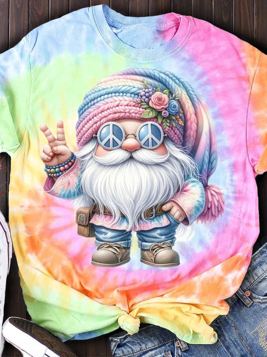 Tie-Dye Hippie Cute Gnome Print Classic T-shirt