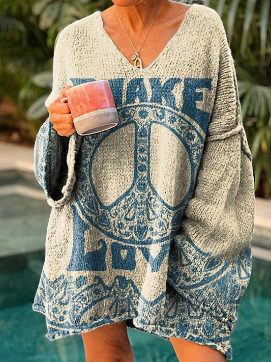 Women's Hippie Art Print Casual Sweatshirt