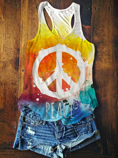 Women's Peace And Love Art Print Tank Top