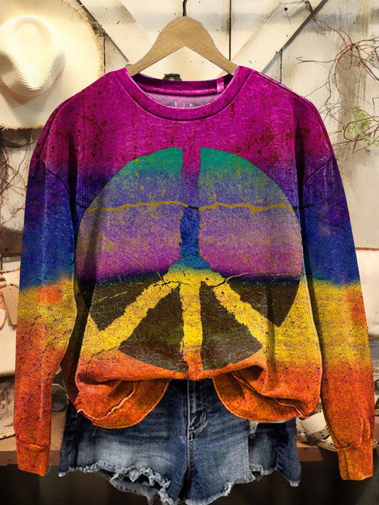 Women's Hippie Art Print Casual Sweatshirt