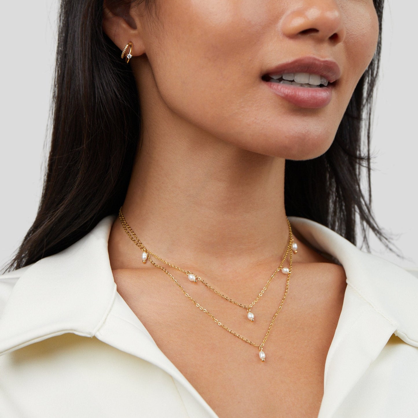 Kayla Pearl Drop Layered Necklace