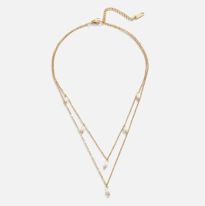 Kayla Pearl Drop Layered Necklace