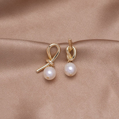 Knotted Gold & Freshwater Pearl Earrings