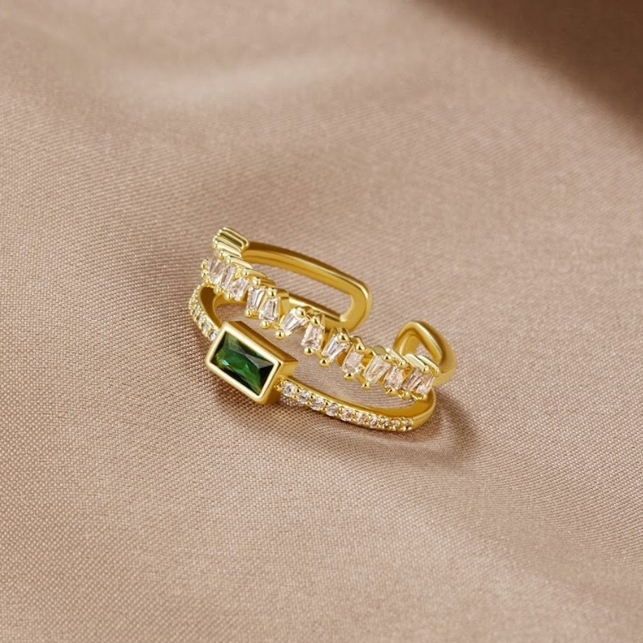 Layered Green Crystal Ring