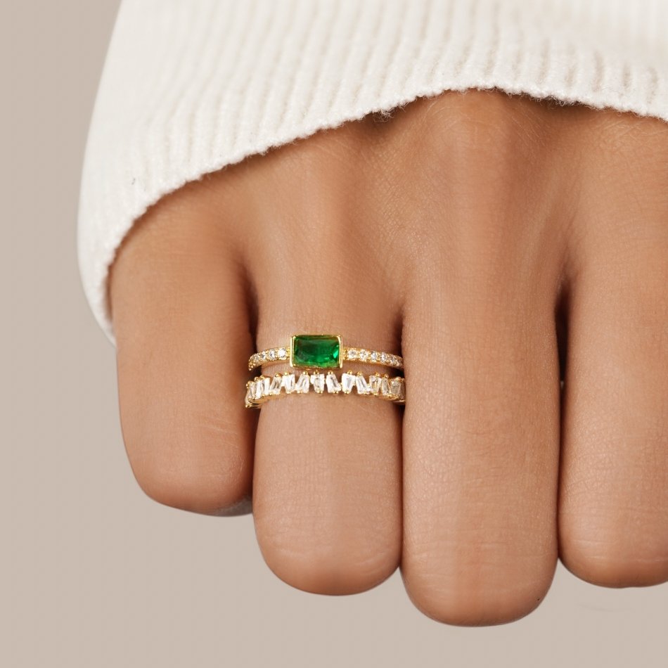 Layered Green Crystal Ring