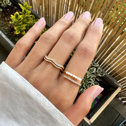 Layered Juni Gold & Crystal Ring