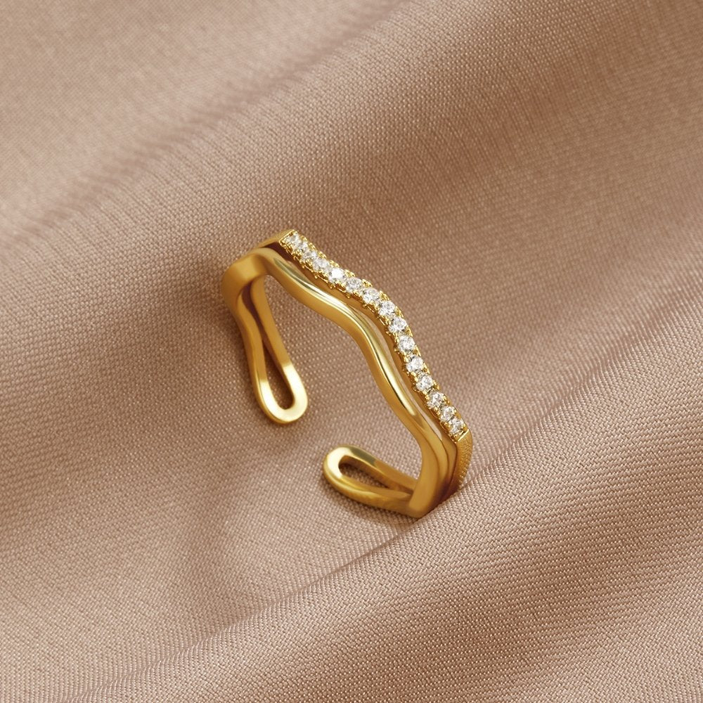 Layered Juni Gold & Crystal Ring