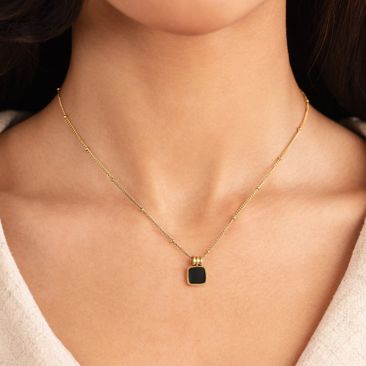 Lucia Black Pendant Necklace