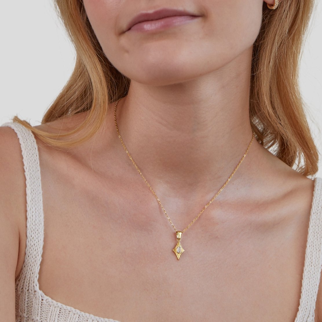 Luna White Opal Gold Necklace