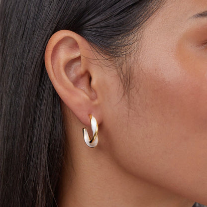 Mother of Pearl Twist Hoop Earrings