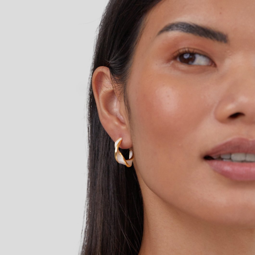 Mother of Pearl Twist Hoop Earrings