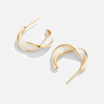 Mother of Pearl Twist Hoop Earrings