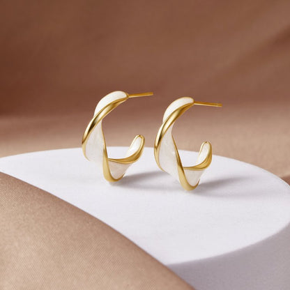 Mother of Pearl Twist Hoop Earrings