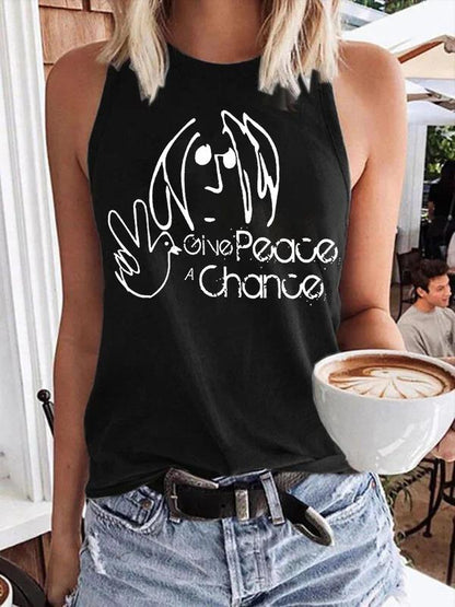 Women's Give Peace A Chance Art Print Casual Tank Top