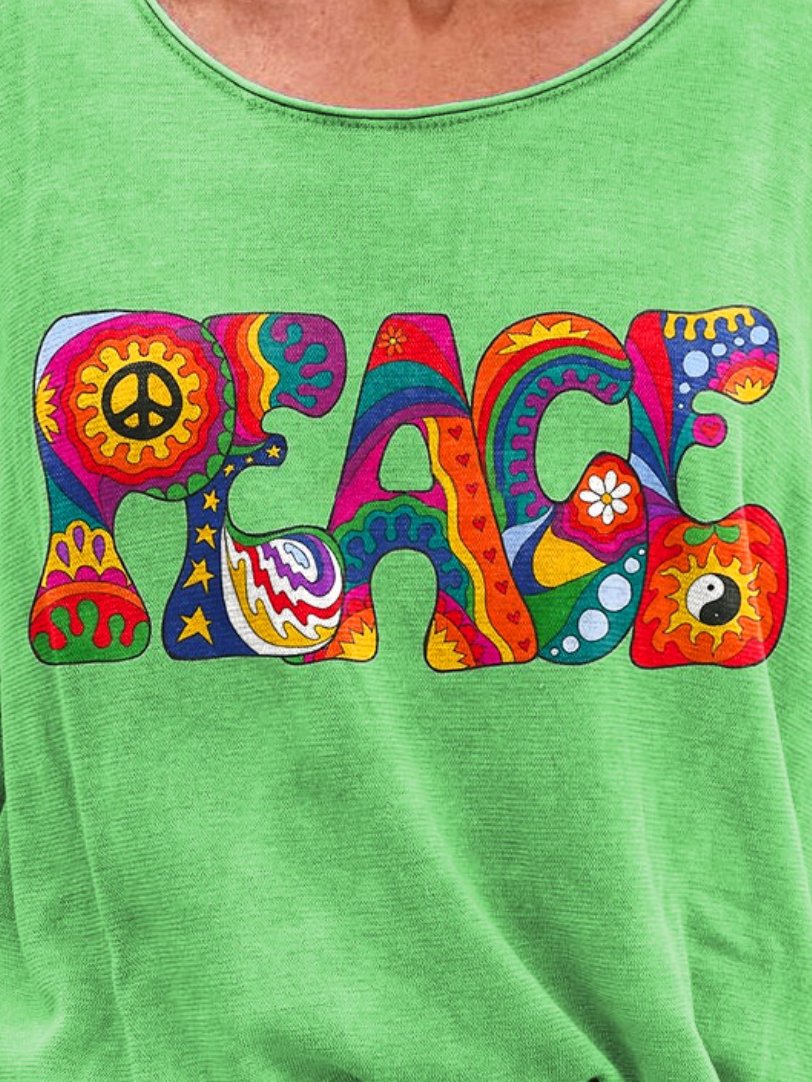 Women's Psychedelic Peace Art Print Casaul Long Sleeve T-shirt