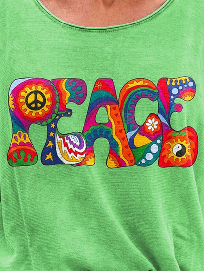 Women's Psychedelic Peace Art Print Casaul Long Sleeve T-shirt