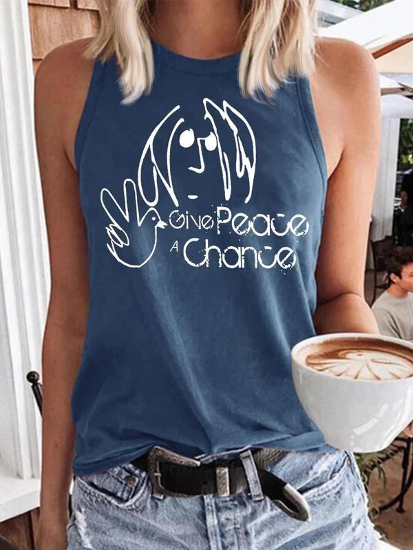 Women's Give Peace A Chance Art Print Casual Tank Top