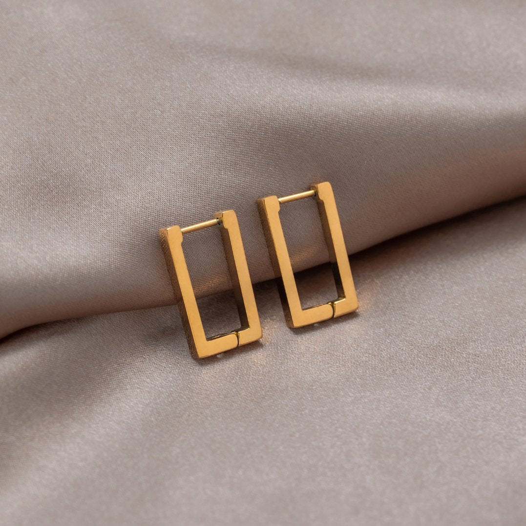 Gold Rectangle Hoop Earrings